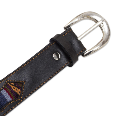 Cinturón de cuero con detalles de lana - Cinturón de cuero con detalles de Lana Andina