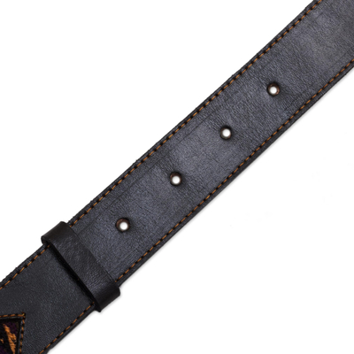 Cinturón de cuero con detalles de lana - Cinturón de cuero con detalles de Lana Andina