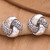 Sterling silver button earrings, 'Flower Knots' - Knot Sterling Silver Button Earrings Crafted in Bali (image 2) thumbail