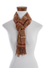 Cotton scarf, 'Marigold Flames and Ash' - Orange-Espresso-Flame Handwoven Cotton Scarf from Guatemala