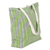 Block-printed cotton tote bag, 'Green Roads' - Striped Cotton Tote Bag with Block-Printed Pattern in Green