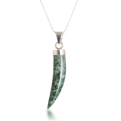 Men's jade pendant necklace, 'Invincible' - Men's Handcrafted Sterling Silver Pendant Jade Necklace