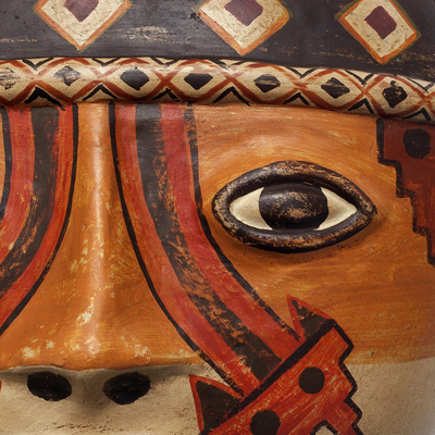 Máscara de cerámica, 'Fuerza Wari' - Máscara de cerámica Wari prehispánica hecha a mano del Perú