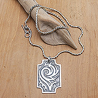 Men's sterling silver pendant necklace, 'Knight's Bravery' - Men's Sterling Silver Pendant Necklace in a Polished Finish