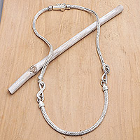 Sterling silver chain necklace, 'Infinite Distances' - Infinity Sterling Silver Chain Pendant Necklace from Bali