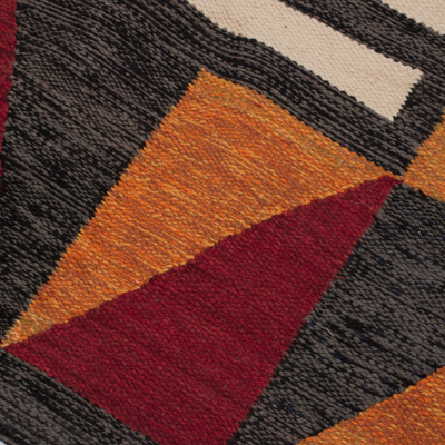 Wool area rug, 'Chakana World' (4x4.5) - Earthtone Wool Area Rug from Peru (4x4.5)