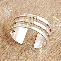 Sterling silver toe ring, 'Future History' - Hand Crafted Sterling Silver Toe Ring from India