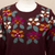 100% alpaca sweater, 'Burgundy Garden' - Burgundy Floral Intarsia Knit 100% Alpaca Sweater (image 2e) thumbail
