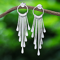 Sterling silver dangle earrings, 'Peacock Inspiration' - Sterling Silver Peacock's Tail Dangle Earrings from Thailand