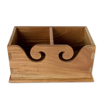Caddy de hilo de madera - Caja de hilo de madera tallada a mano u organizador para el hogar