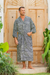 Men's cotton batik robe, 'Bedeg' - 100% Cotton Artisan Batik Robe (image 2) thumbail