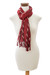 Cotton scarf, 'Strawberry Shine' - Handloomed Red Cotton Scarf with a Gingham-Inspired Pattern