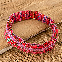 Cotton headband, 'Stripes of Joy' - Multicolored Cotton Headband Hand-Woven in Guatemala