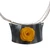 Wood and horn pendant necklace, 'Sunny Flower' - Yellow Flower Wood and Horn Pendant Necklace from Brazil