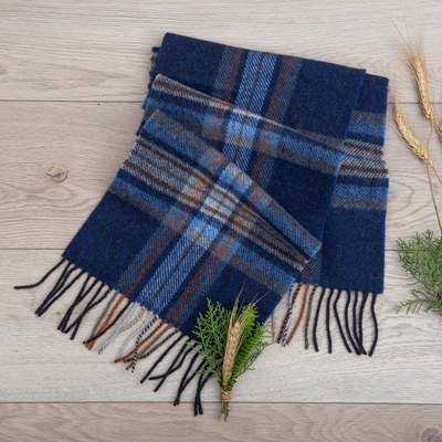 Irish lambswool scarf, 'Rowan' - Irish Lambswool Plaid Scarf