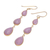 Gold plated rhodonite dangle earrings, 'Nectar Drops' - Gold Plated Rhodonite Teardrop Dangle Earrings from Thailand