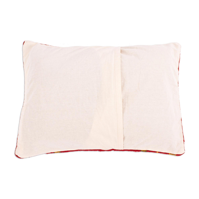Wool cushion cover, 'Zapotec Arrows in Red' - Wool Zapotec Cushion Cover