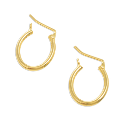 Gold plated hoop earrings, 'Always Classic' (.7 inch) - Small Gold Plated Hoop Earrings from Peru (.7 Inch)