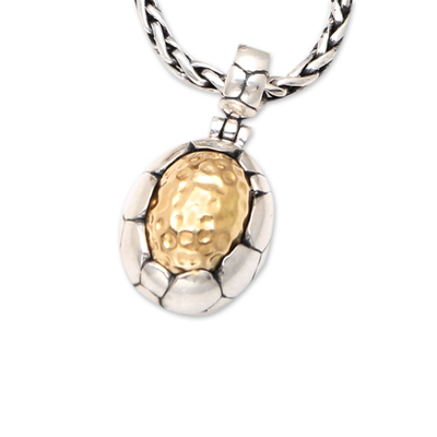 Men's gold-accented pendant necklace, 'Golden Cave' - Men's Handcrafted Gold-Accented Pendant Necklace