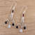 Garnet and rainbow moonstone dangle earrings, 'Brilliant Rainbow' - Handmade 925 Sterling Silver Dangle Earrings Moonstone