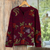 100% alpaca cardigan, 'Embellished Andes' - Floral Themed 100% Alpaca Cardigan from Peru (image 2) thumbail