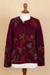 100% alpaca cardigan, 'Embellished Andes' - Floral Themed 100% Alpaca Cardigan from Peru (image 2b) thumbail