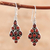 Garnet dangle earrings, 'Red Tower' - Handmade Sterling Silver and Garnet Dangle Earrings