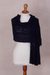 100% baby alpaca shawl, 'Lady in Blue' - Artisan Crafted Navy Blue 100% Baby Alpaca Shawl from Peru