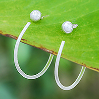 Silver half-hoop earrings, 'Hoopla' - Karen Hill Tribe Silver Half-Hoop Earrings