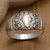 Gold-accented domed ring, 'Imperial Rhombus' - 18k Gold-Accented Domed Ring with Geometric Motifs