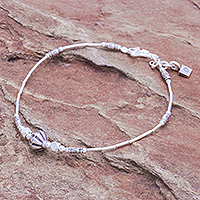 Silver beaded bracelet, 'Everyday Silver' - Karen and Sterling Silver Beaded Bracelet