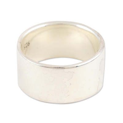 Sterling silver band ring, 'Mirror Gazing' - Hand Crafted Unisex Sterling Silver Band Ring
