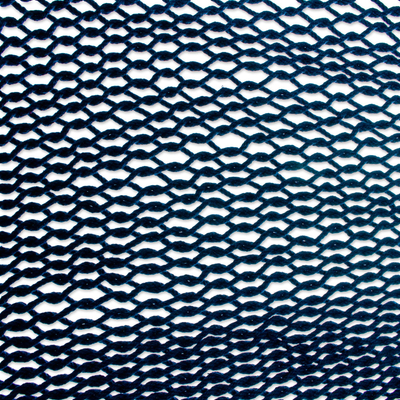Hängematte aus Baumwollseil, (dreifach) - Marineblaue Hängematte aus Baumwollseil mit Quasten (dreifach) aus Mexiko