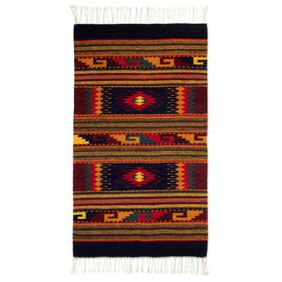 Zapotec wool rug, 'Joyous Sky' (2.5x5) - Mexican Geometric Wool Area Rug (2.5x5)