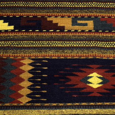 Zapotec wool rug, 'Joyous Sky' (2.5x5) - Mexican Geometric Wool Area Rug (2.5x5)