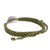 Silver wristband bracelet, 'Green Hill Tribe Dream' - Green Wristband Bracelet with Silver Hill Tribe Leaf