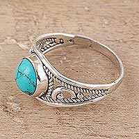 Sterling silver and reconstituted turquoise cocktail ring, 'Turquoise Charm' - Sterling Silver and Reconstituted Turquoise Cocktail Ring