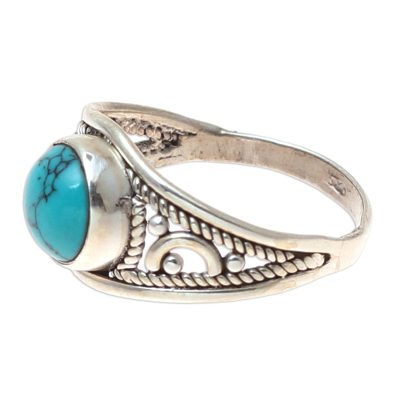 Sterling silver and reconstituted turquoise cocktail ring, 'Turquoise Charm' - Sterling Silver and Reconstituted Turquoise Cocktail Ring