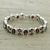 Garnet link bracelet, 'Sweet Glam' - Glam Garnet and Sterling Silver Link Bracelet from India