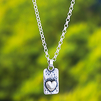 Sterling silver pendant necklace, 'Special Love' - Handmade Heart-Themed Pendant Necklace from Peru