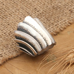 Sterling silver cocktail ring, 'Ruffled Seashell' - Sterling silver cocktail ring