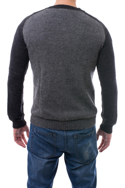 suéter de hombre 100% alpaca, 'Inca Legend' - Suéter tipo jersey de lana de alpaca para hombre