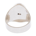 Men's jade ring, 'Verdant Night' - Men's Modern Sterling Silver Single Stone Jade Ring