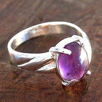 Amethyst solitaire ring, 'Sophisticated Lady' - Amethyst solitaire ring