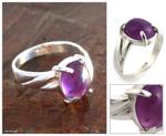 Amethyst solitaire ring, 'Sophisticated Lady' - Amethyst solitaire ring