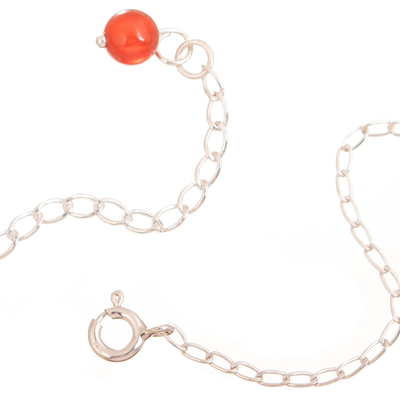 Carnelian choker pendant necklace, 'Confident Spell' - Sterling Silver Choker Pendant Necklace with Carnelian Gems