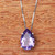 Rhodium plated amethyst pendant necklace, 'Love Drop' - Brazilian Amethyst and Rhodium Plated Silver Necklace