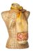 Hand painted silk batik scarf, 'Precious Pomegranate in Honey' - Unique Pomegranate Motif Batik Silk Scarf from Armenia