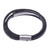 Leather strand bracelet, 'Mighty Strength in Black' - Leather Strand Bracelet in Black from Thailand (image 2c) thumbail