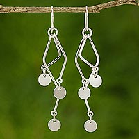 Sterling silver dangle earrings, 'Wind Chime' - Sterling silver dangle earrings